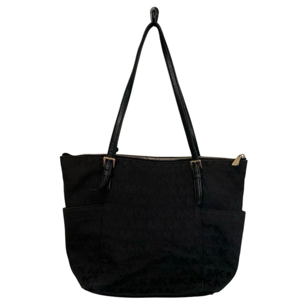 Michael Kors Women's Soft HandBag, Large - Black MK Logo - Picture 2 of 16